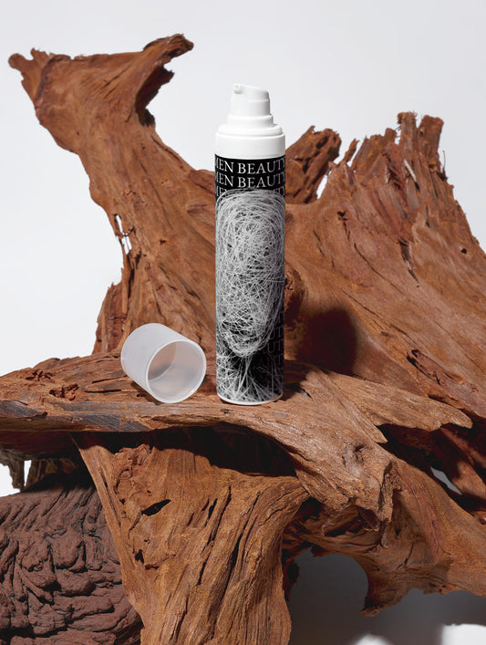 Skincare product on a wooden surface with 'Men's Beauty' branding, Night Cream.