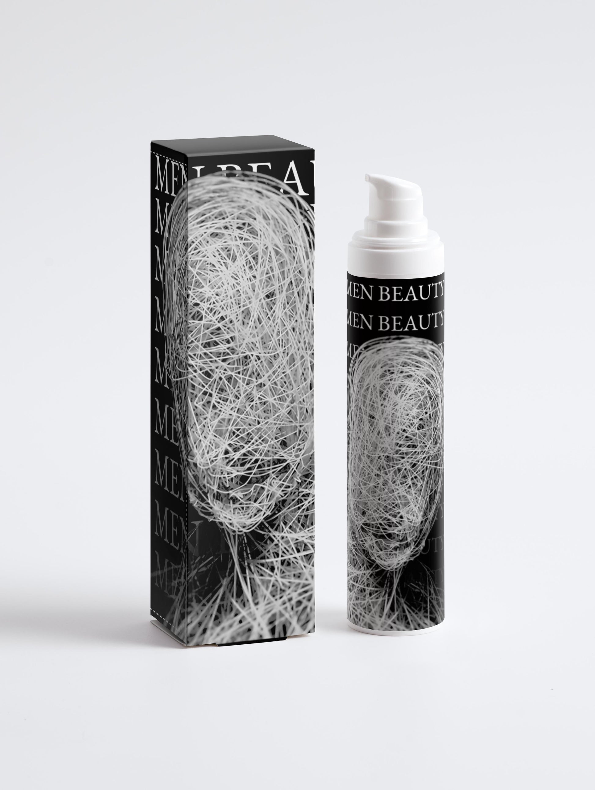 Men's beauty product packaging with a box and tube on a white background Niacinamide Gel.