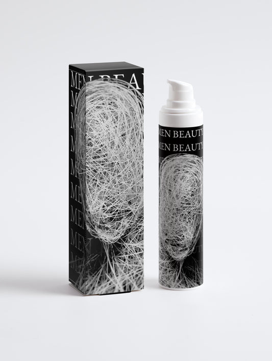 Men's beauty product packaging with a box and tube on a white background Niacinamide Gel.