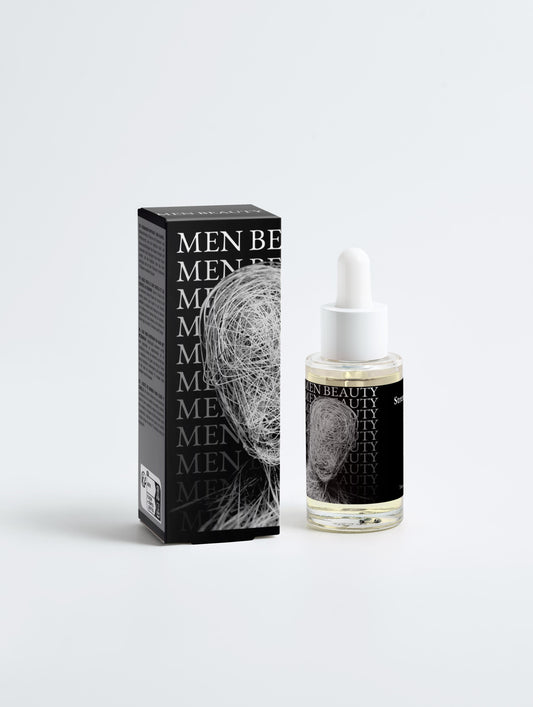 Men's skincare product with packaging on a white background, Scalp Oil.